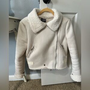 LBD Cream Shearling Moto Jacket Size M